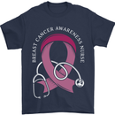 Breast Cancer Nurse Mens T-Shirt 100% Cotton Navy Blue