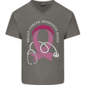 Breast Cancer Nurse Mens V-Neck Cotton T-Shirt Charcoal