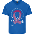 Breast Cancer Nurse Mens V-Neck Cotton T-Shirt Royal Blue