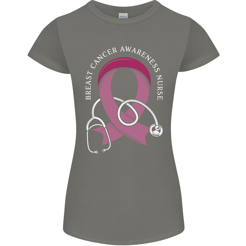 Breast Cancer Nurse Womens Petite Cut T-Shirt Charcoal