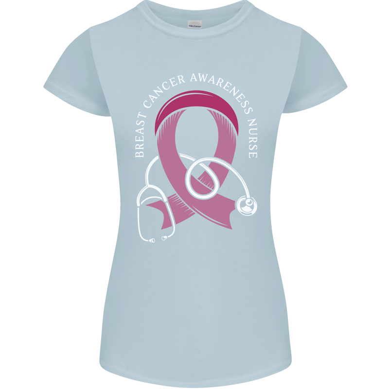 Breast Cancer Nurse Womens Petite Cut T-Shirt Light Blue