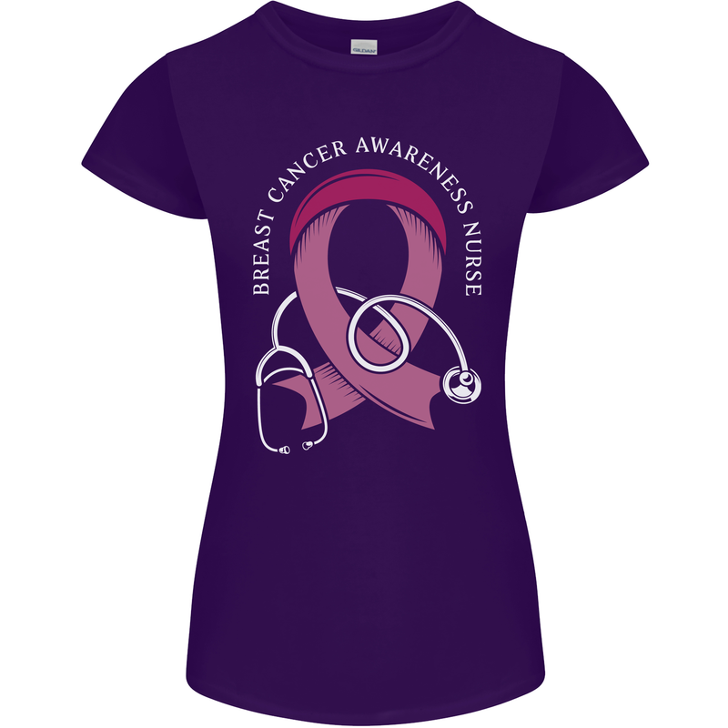 Breast Cancer Nurse Womens Petite Cut T-Shirt Purple