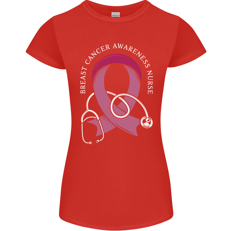 Breast Cancer Nurse Womens Petite Cut T-Shirt Red