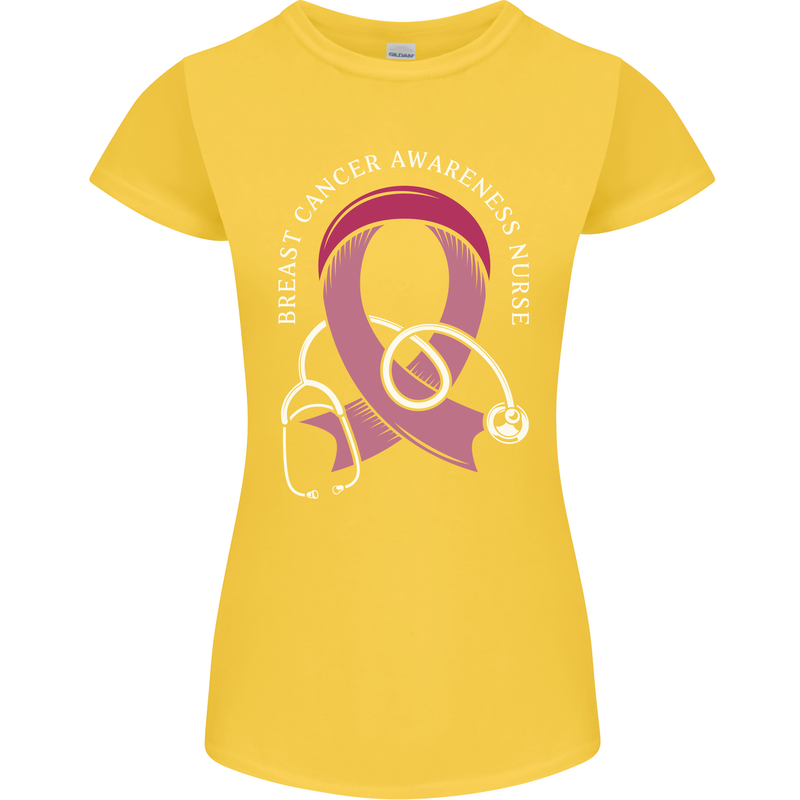 Breast Cancer Nurse Womens Petite Cut T-Shirt Yellow