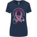 Breast Cancer Nurse Womens Wider Cut T-Shirt Navy Blue