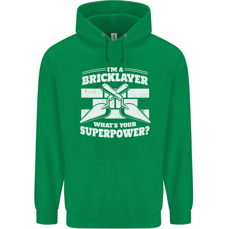 Bricklayer Whats Your Superpower Builder Bricky Childrens Kids Hoodie Irish Green