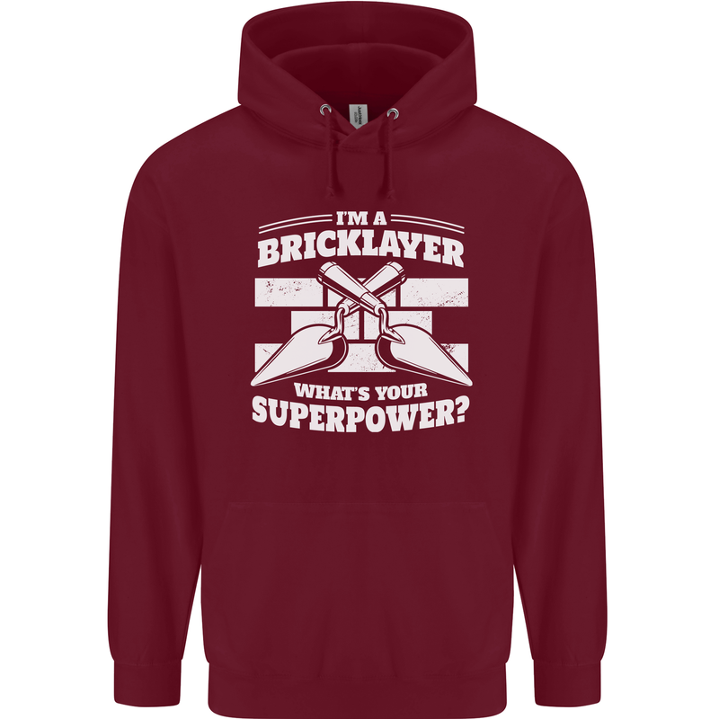 Bricklayer Whats Your Superpower Builder Bricky Childrens Kids Hoodie Maroon