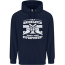 Bricklayer Whats Your Superpower Builder Bricky Childrens Kids Hoodie Navy Blue