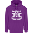 Bricklayer Whats Your Superpower Builder Bricky Childrens Kids Hoodie Purple