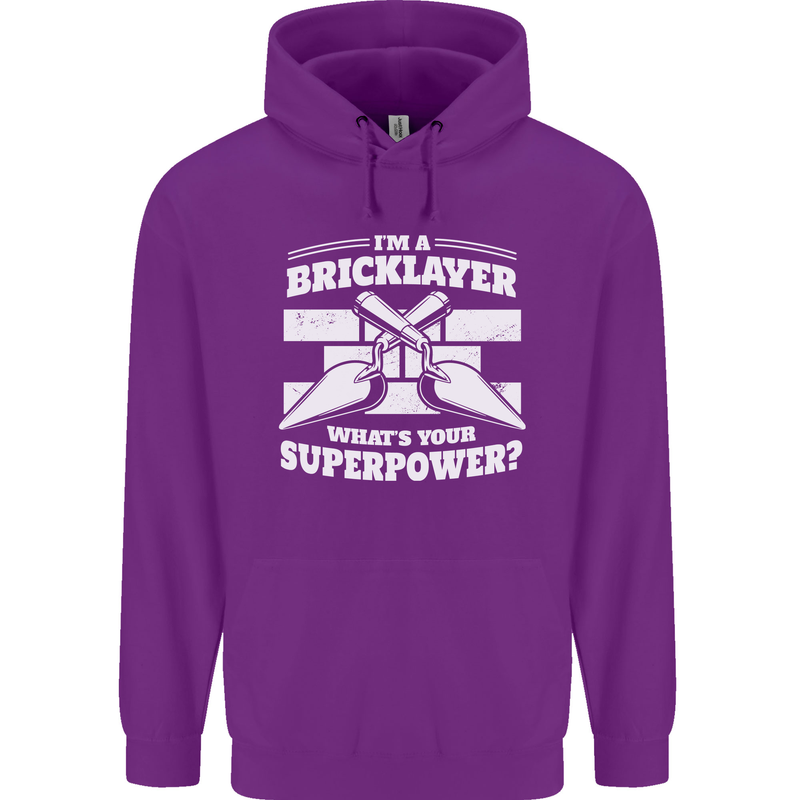 Bricklayer Whats Your Superpower Builder Bricky Childrens Kids Hoodie Purple