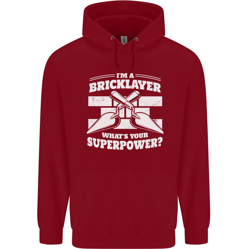 Bricklayer Whats Your Superpower Builder Bricky Childrens Kids Hoodie Red