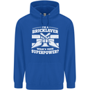 Bricklayer Whats Your Superpower Builder Bricky Childrens Kids Hoodie Royal Blue