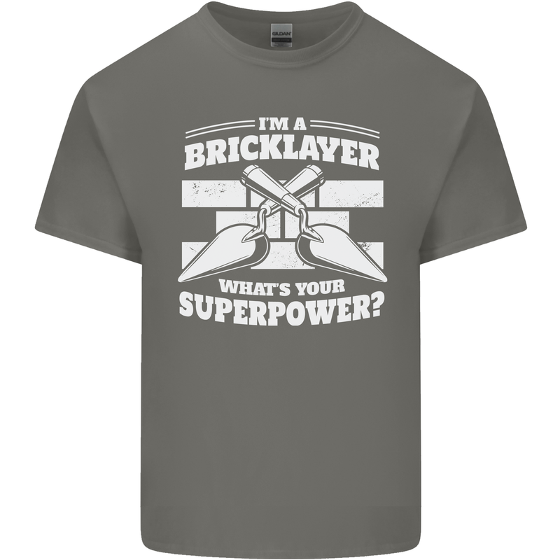 Bricklayer Whats Your Superpower Builder Bricky Kids T-Shirt Childrens Charcoal
