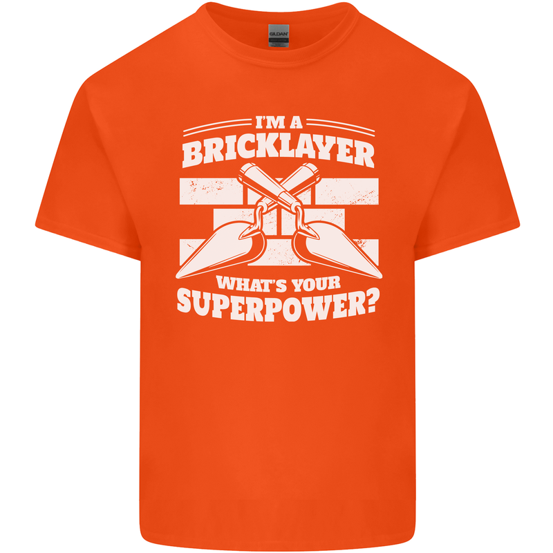 Bricklayer Whats Your Superpower Builder Bricky Kids T-Shirt Childrens Orange