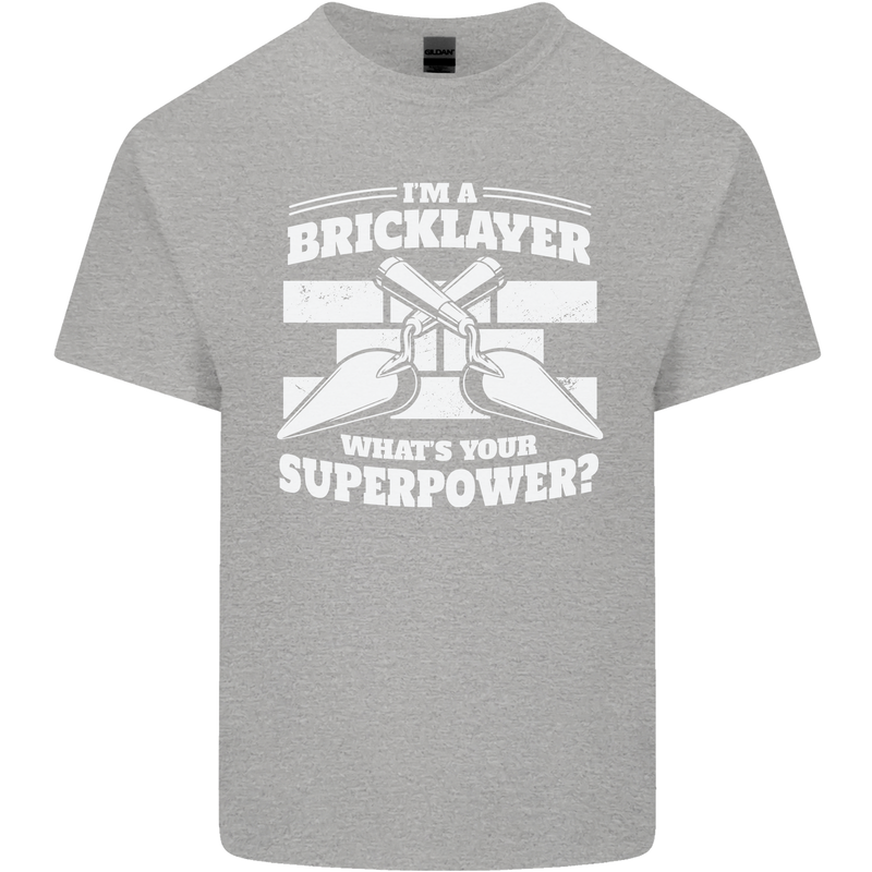 Bricklayer Whats Your Superpower Builder Bricky Kids T-Shirt Childrens Sports Grey