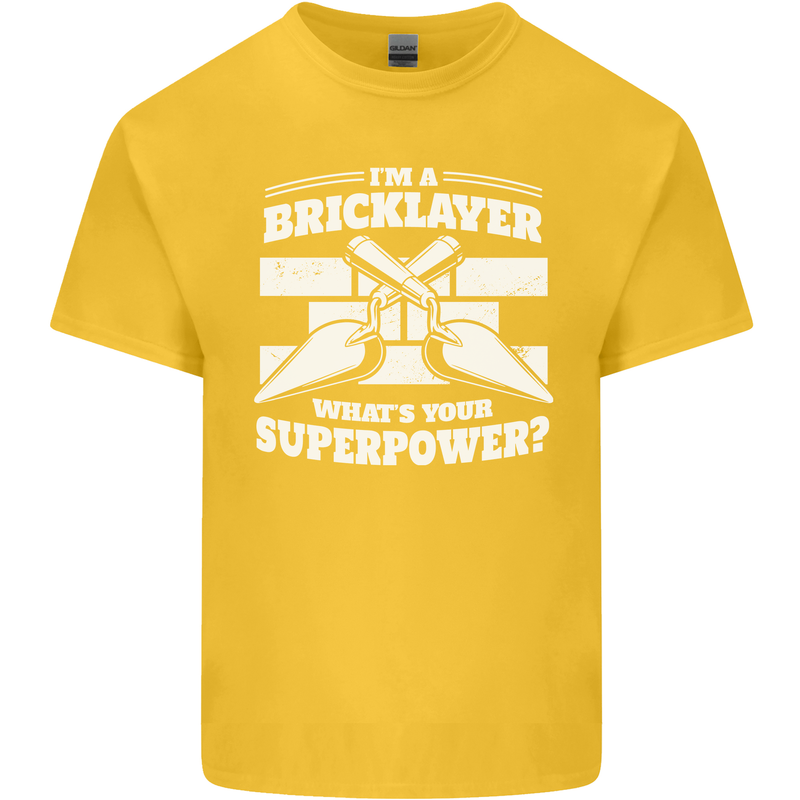Bricklayer Whats Your Superpower Builder Bricky Kids T-Shirt Childrens Yellow