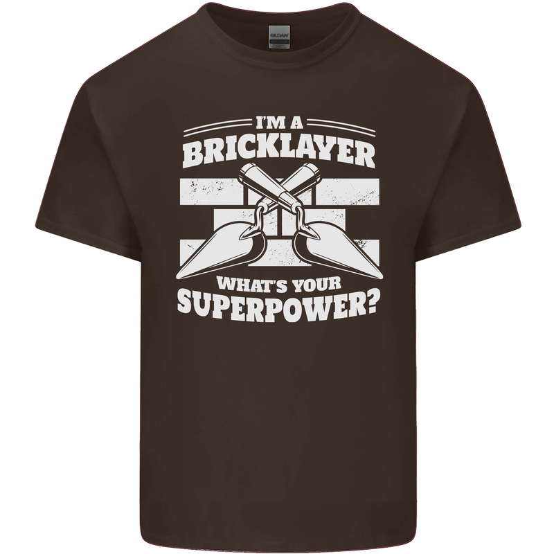Bricklayer Whats Your Superpower Builder Bricky Mens Cotton T-Shirt Tee Top Dark Chocolate