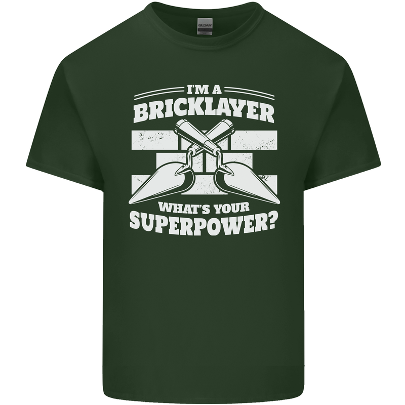 Bricklayer Whats Your Superpower Builder Bricky Mens Cotton T-Shirt Tee Top Forest Green