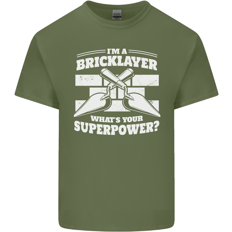 Bricklayer Whats Your Superpower Builder Bricky Mens Cotton T-Shirt Tee Top Military Green