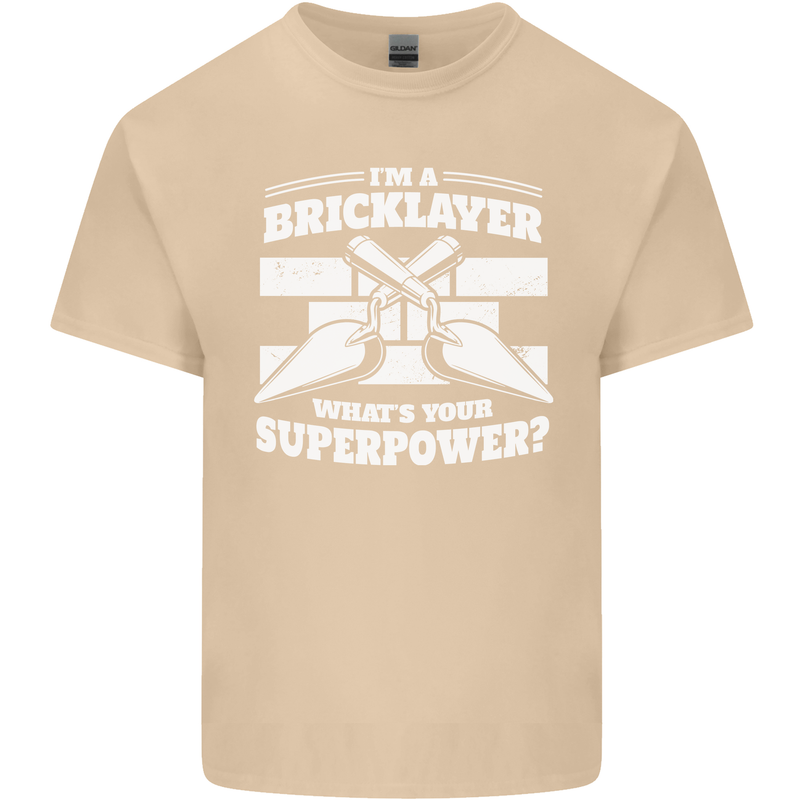 Bricklayer Whats Your Superpower Builder Bricky Mens Cotton T-Shirt Tee Top Sand
