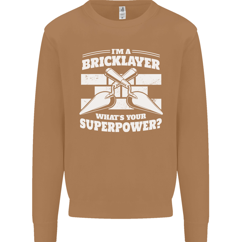Bricklayer Whats Your Superpower Builder Bricky Mens Sweatshirt Jumper Caramel Latte