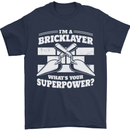 Bricklayer Whats Your Superpower Builder Bricky Mens T-Shirt 100% Cotton Navy Blue