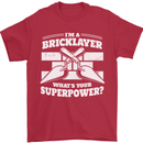Bricklayer Whats Your Superpower Builder Bricky Mens T-Shirt 100% Cotton Red