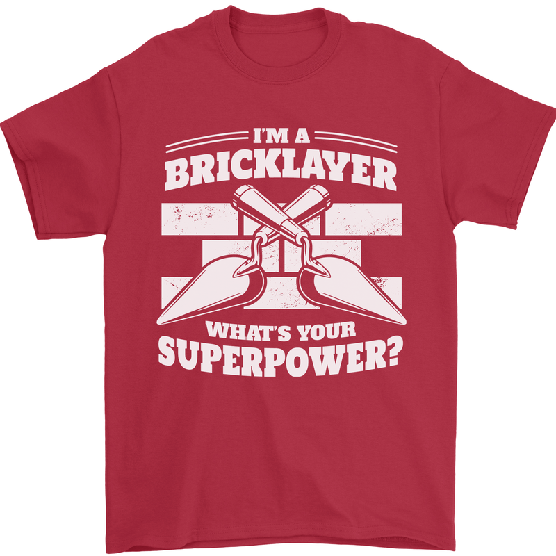 Bricklayer Whats Your Superpower Builder Bricky Mens T-Shirt 100% Cotton Red