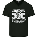 Bricklayer Whats Your Superpower Builder Bricky Mens V-Neck Cotton T-Shirt Black
