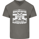 Bricklayer Whats Your Superpower Builder Bricky Mens V-Neck Cotton T-Shirt Charcoal