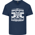 Bricklayer Whats Your Superpower Builder Bricky Mens V-Neck Cotton T-Shirt Navy Blue