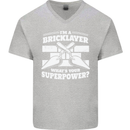 Bricklayer Whats Your Superpower Builder Bricky Mens V-Neck Cotton T-Shirt Sports Grey