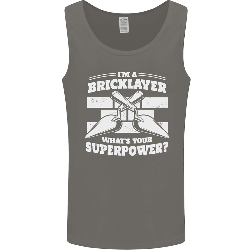 Bricklayer Whats Your Superpower Builder Bricky Mens Vest Tank Top Charcoal