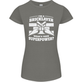Bricklayer Whats Your Superpower Builder Bricky Womens Petite Cut T-Shirt Charcoal