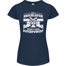 Bricklayer Whats Your Superpower Builder Bricky Womens Petite Cut T-Shirt Navy Blue