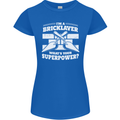 Bricklayer Whats Your Superpower Builder Bricky Womens Petite Cut T-Shirt Royal Blue