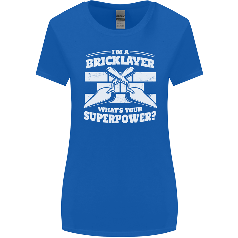 Bricklayer Whats Your Superpower Builder Bricky Womens Wider Cut T-Shirt Royal Blue