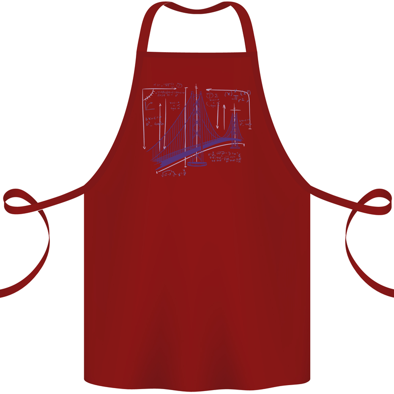 Bridge Equation Physics Maths Geek Cotton Apron 100% Organic Maroon