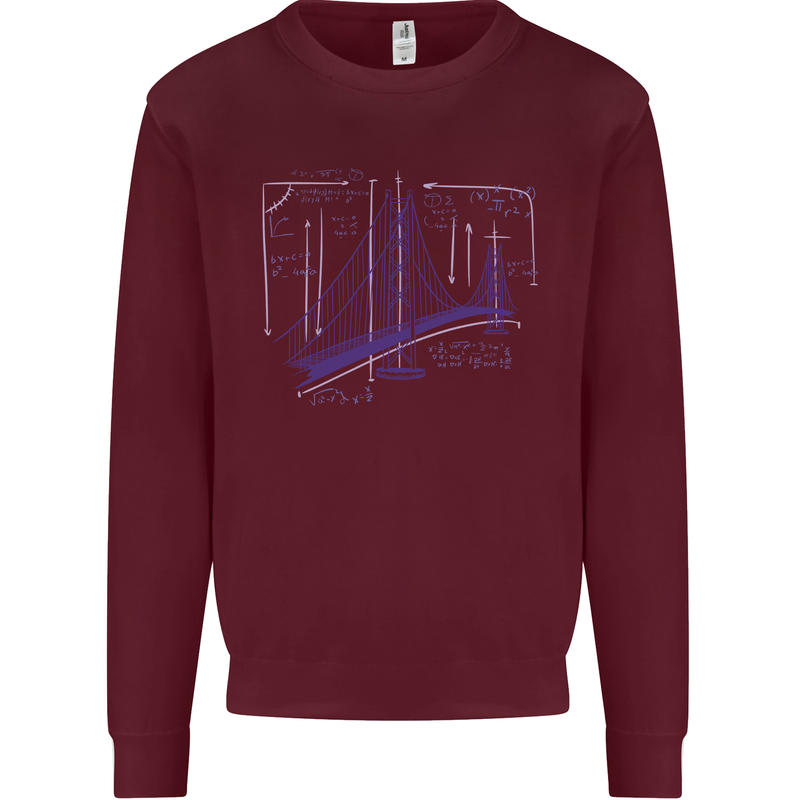 Bridge Equation Physics Maths Geek Kids Sweatshirt Jumper Maroon