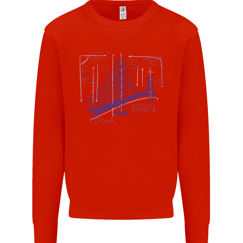Bridge Equation Physics Maths Geek Mens Sweatshirt Jumper Bright Red