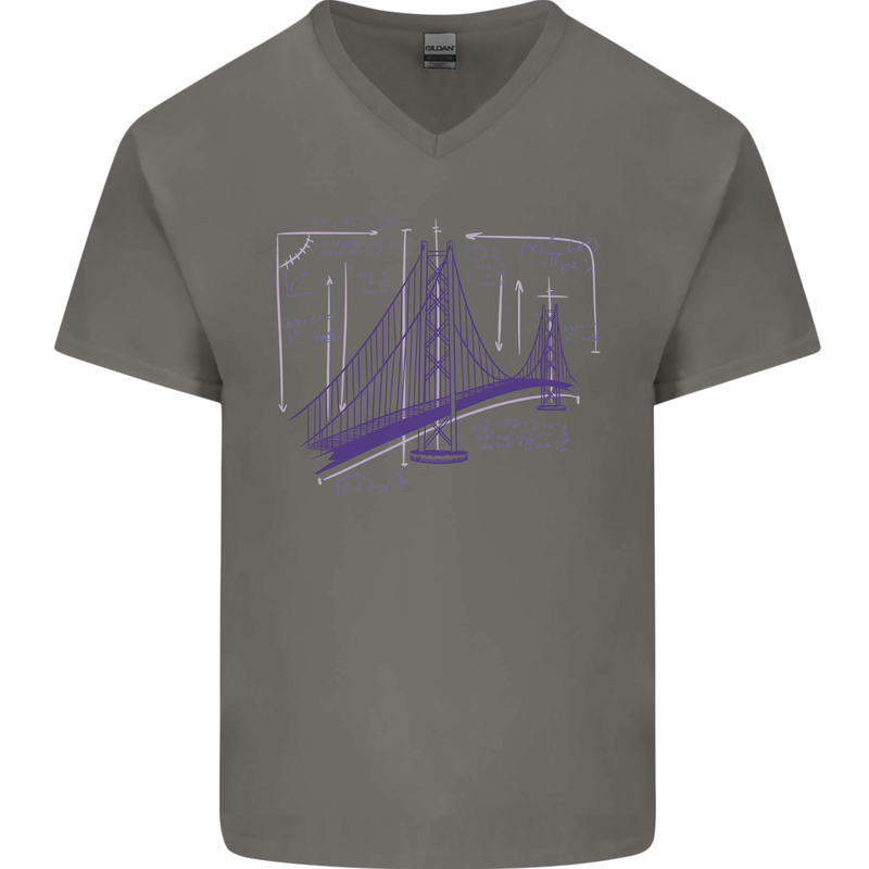 Bridge Equation Physics Maths Geek Mens V-Neck Cotton T-Shirt Charcoal