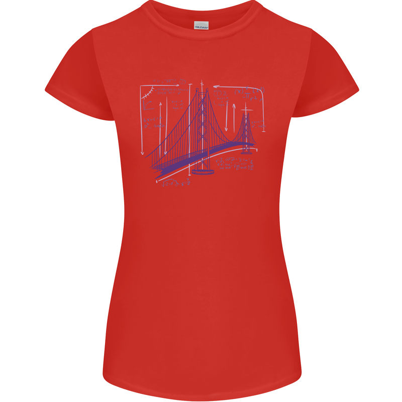 Bridge Equation Physics Maths Geek Womens Petite Cut T-Shirt Red