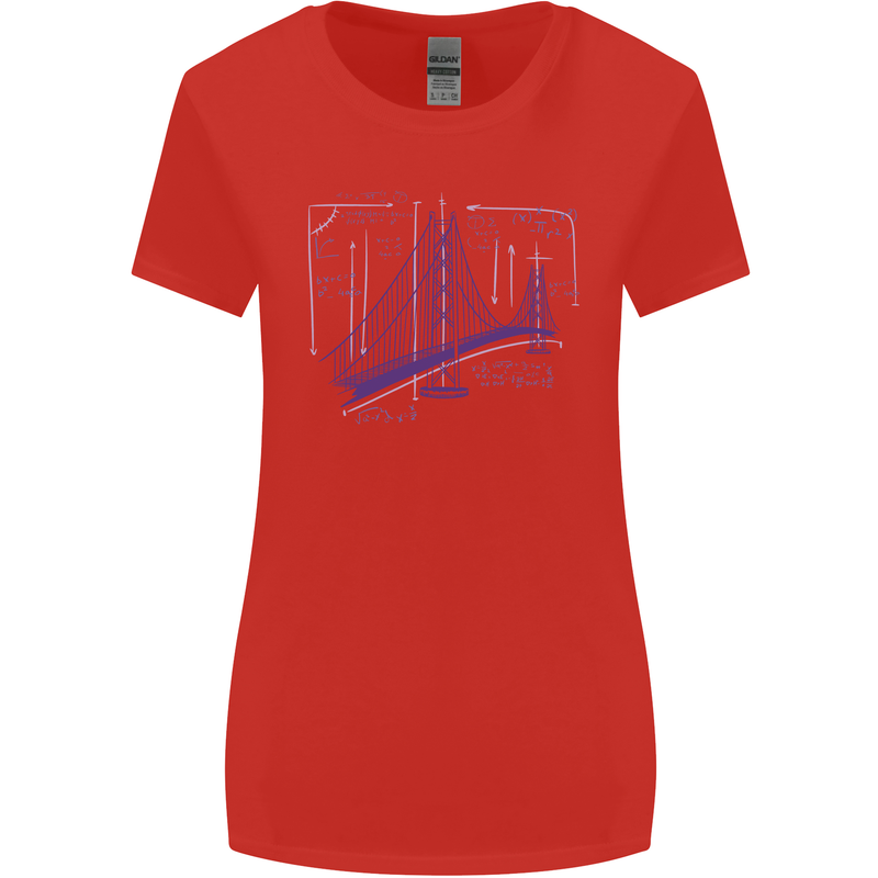 Bridge Equation Physics Maths Geek Womens Wider Cut T-Shirt Red