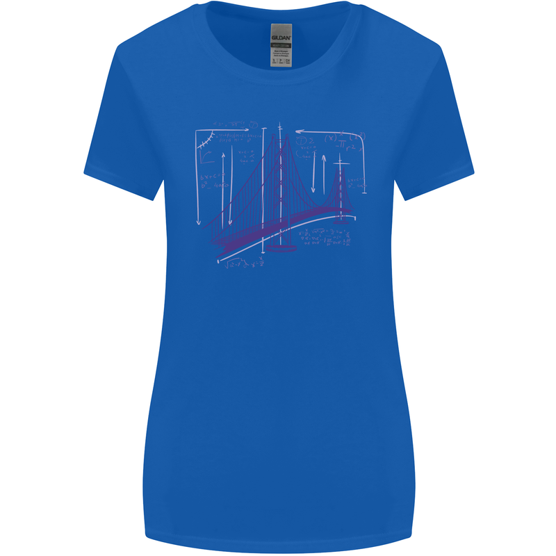 Bridge Equation Physics Maths Geek Womens Wider Cut T-Shirt Royal Blue