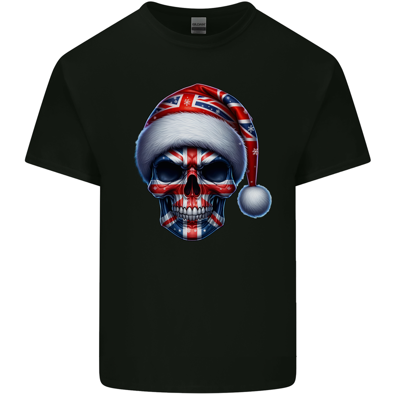 Britain Christmas Skull British UK Flag Union Jack Kids T-Shirt Childrens Black
