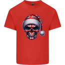 Britain Christmas Skull British UK Flag Union Jack Mens Cotton T-Shirt Tee Top Red