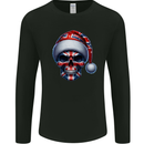 Britain Christmas Skull British UK Flag Union Jack Mens Long Sleeve T-Shirt Black