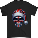 Britain Christmas Skull British UK Flag Union Jack Mens T-Shirt 100% Cotton Black