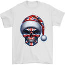 Britain Christmas Skull British UK Flag Union Jack Mens T-Shirt 100% Cotton White