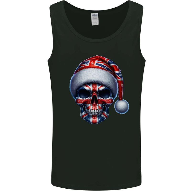 Britain Christmas Skull British UK Flag Union Jack Mens Vest Tank Top Black
